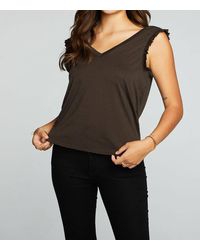 Chaser Brand - Recycled Vintage Jersey Double V Ruffle Muscle Tank - Lyst