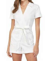 Fate - Short Sleeve Wrap Romper With Collar - Lyst