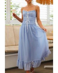 TRUEDAMES - Off Shoulder Knot Pleated Ruffle Hem Dress - Lyst