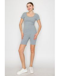 TRUEDAMES - Scoop Short Sleeve Rib Romper - Lyst