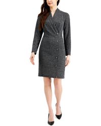 Connected Apparel - Knit Button Detail Sheath Dress - Lyst