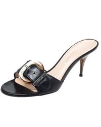 Casadei - Leather Buckle Detail Slide Sandals - Lyst