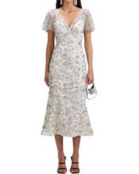Self-Portrait - Champagne Sequinned Midi Dress - Lyst