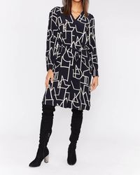 Dolcezza - V-Neck Long-Sleeved Knit Dress - Lyst