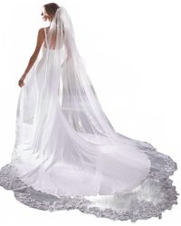 Mori Lee - Beaded With Rhinestones Cathedral Length Lace Wedding Veil - Lyst