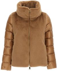 Herno - High Neck Faux Fur-Lined Down Jacket With Boxy Silhouette - Lyst