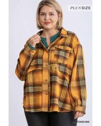 TRUEDAMES - Plaid Collar Button Down Overshirt With Front Pockets - Lyst
