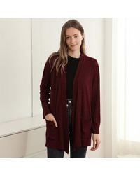 TRUEDAMES - Solid Color Knit Ribbed Open Front Cardigan With Pockets - Lyst