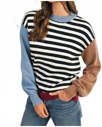 Shewin - Striped Color Block Sweater - Lyst