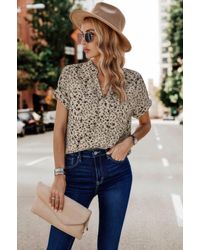TRUEDAMES - Fashnzfab V Neck Floral Print Batwing Sleeve Blouse - Lyst