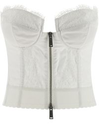 DSquared² - Off-The-Shoulder Bustier Top With Lace And Tulle Detailing - Lyst