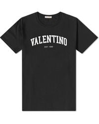 Valentino Garavani - Short Sleeve Crew Neck T-shirt With White Logo - Lyst