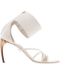 Ferragamo - Ferragamo Clethra Curve Heel Leather Sandals - Lyst