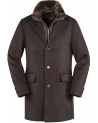 Moorer - Mid Length Wool Coat Fur Collar Jacket - Lyst
