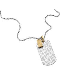 DIESEL - Two-tone Stainless Steel Dog Tag Necklace - Lyst