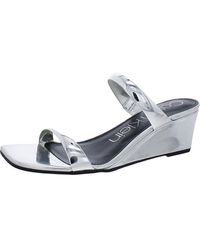 Calvin Klein - Kenza Metallic Slip-on Wedge Sandals - Lyst