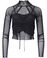 ZEMETA - Two-Piece Layered Mesh And Stretch-Jersey Turtleneck Top - Lyst