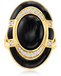 Ross-Simons - Onyx And Diamond Ring With Enamel - Lyst