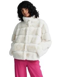 NVLT - Wide Stripe Faux Fur Jacket - Lyst