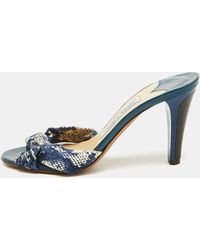 Jimmy Choo - Printed Canvas Knotted Slide Sandals - Lyst
