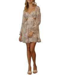 Endless Blu. - Cutout Chiffon Babydoll Mini Dress - Lyst