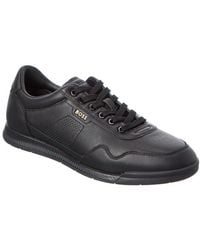 BOSS - Titanium Leather Sneaker - Lyst
