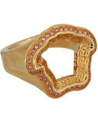 Versace - Crystal Embellished Medusa Greca Ring - Lyst