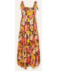 Dress Forum - The Mariposa Floral Babydoll Tie Shoulder Tiered Midi Dress - Lyst