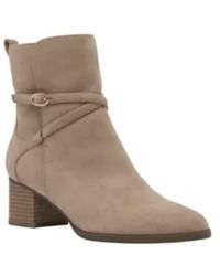 Anne Klein - Moore Bootie Sand Leather Block Heel Ankle Boots Lion339 - Lyst
