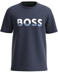 BOSS - Men Big Logo Jersey Cotton T-shirt Dark Navy/forever - Lyst