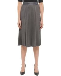 DKNY - Faux Suede Midi Pleated Skirt - Lyst