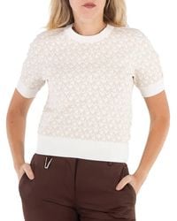 Michael Kors - Ladies Bone Logo Jacquard Short-Sleeve Sweater - Lyst