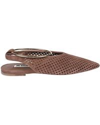 Jil Sander - Pointed-Toe Slingback Flats With Perforated Design - Lyst