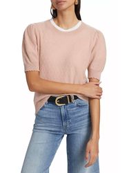 FRAME - Pointelle Puff-Sleeve Sweater Top - Lyst