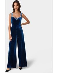 Bebe - Embellished Neckline Ultra Wide Leg Jumpsuit - Lyst