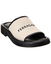 Ferragamo - Canvas & Leather Slide - Lyst