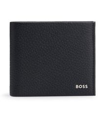 BOSS - Grained-Leather Wallet With Metal Logo - Lyst