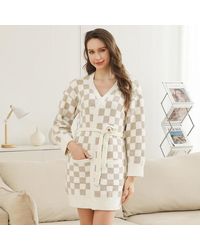TRUEDAMES - Checkered Robe With Pockets And Belt - Lyst