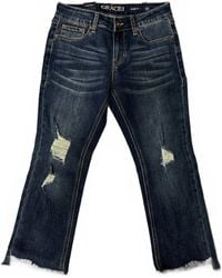 Grace In La - Distressed Denim Capri Jean - Lyst