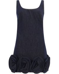 Self-Portrait - Denim 3D Flower Mini Dress - Lyst