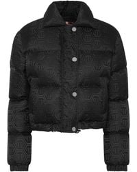 Philipp Plein - Nylon Jacquard Cropped Puffer Jacket Monogram - Lyst