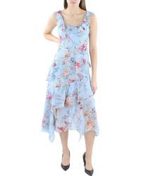 BCBGMAXAZRIA - Floral Tiered Midi Dress - Lyst