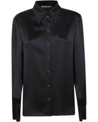 Alberta Ferretti - Satin-Finish Acetate Shirt With Classic Collar - Lyst