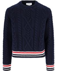 Thom Browne - Cable Knit Virgin Wool Sweater - Lyst