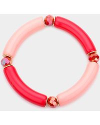 Fashnzfab - Faceted Bead Pointed Resin Stretch Bracelet Coral - Lyst