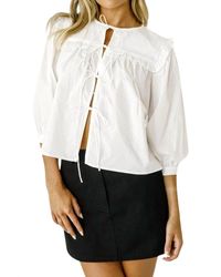 Storia - Eyelet Tie Front Blouse - Lyst