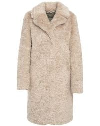 Herno - Knee-Length Faux Fur Coat With Classic Collar And Plush Texture - Lyst