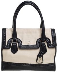 Cole Haan - Canvas And Wingtip Leather Flap Brooke Tote - Lyst