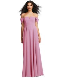 Dessy Collection - Off-The-Shoulder Pleated Cap Sleeve A-Line Maxi Dress - Lyst
