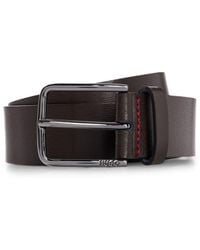 HUGO - Grained-Leather Belt With Stitching - Lyst
